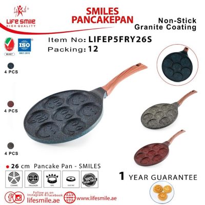 تابه پنکیک گرانیتی طرح ایموجی مدل :  LIFE-P5-FRY-26S لایف اسمایل