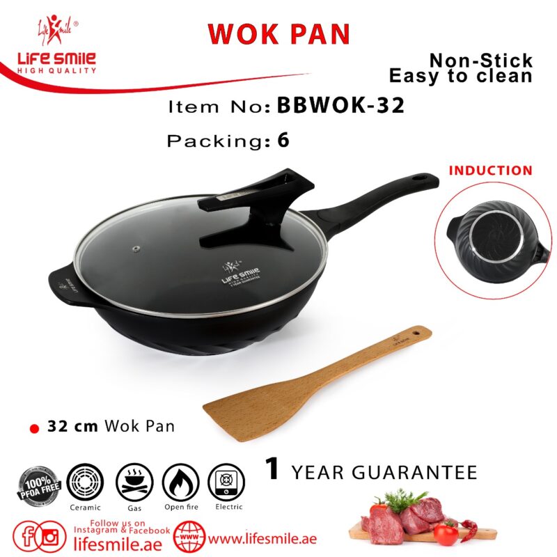 ماهیتابه چدن wok سایز ۳۲ مدل : BBWOK_32 لایف اسمایل