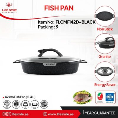 تابه ماهی دیواره بلند گرانیتی لایف اسمایل مدل FLCMF142D-Black