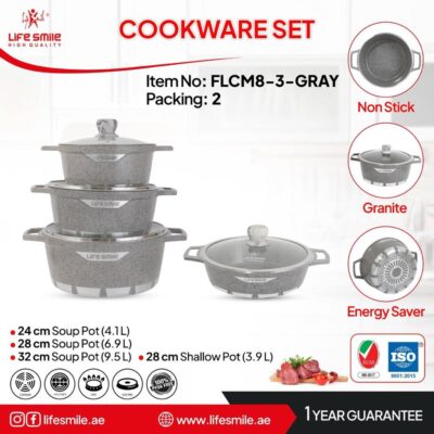 سرویس ۳ تیکه سوپر گرانیت لایف مدل: Flcm-6-Gray