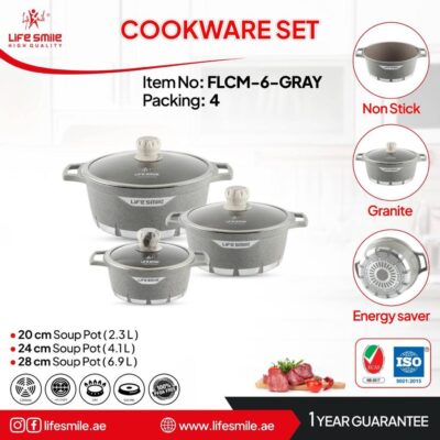 سرویس ۳ تیکه سوپر گرانیت لایف مدل: Flcm-6-Gray