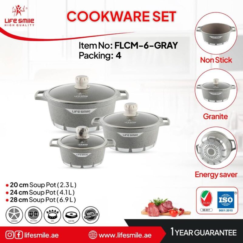 سرویس ۳ تیکه سوپر گرانیت لایف مدل: Flcm-6-Gray