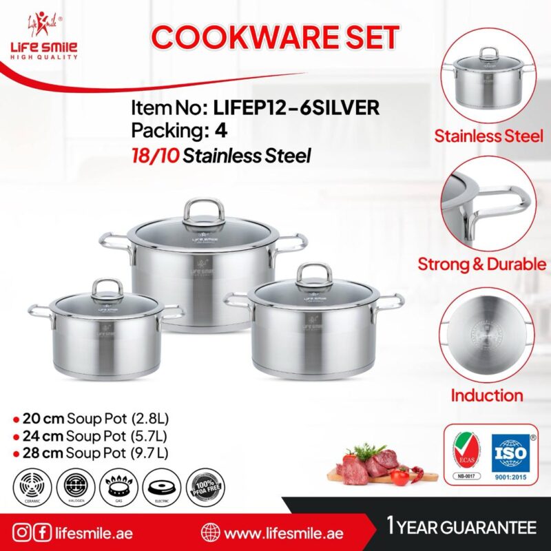 ست ۶ پارچ استیل لایف مدل : Lifep12-6Silver