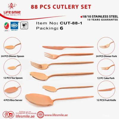 سرویس ۸۸ تیکه قاشق چنگال استیل لایف مدل : CUT-88-5