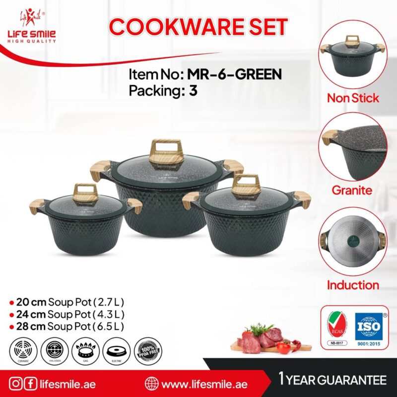 سرویس نانوگرانیت طرح دسته چوبی مدل : MR-6-Green